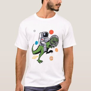Camiseta Astronauta montando en el espacio astro T Rex Dino