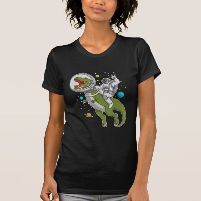 Camiseta Astronauta montando T-Rex Dinosaur Astro T-Rex Spa (Anverso)