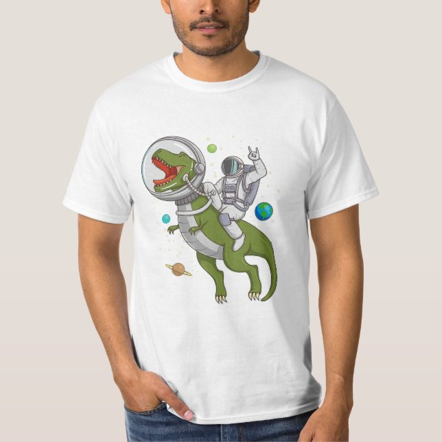 Camiseta Astronauta montando T-Rex Dinosaur Astro T-Rex Spa (Anverso)