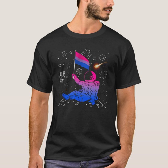 Camiseta Astronauta Moon Bisexual Flag Space (Anverso)