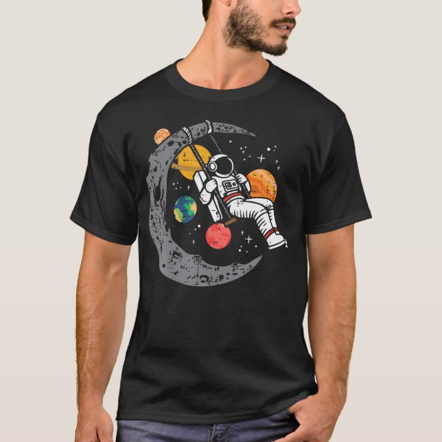 Camiseta Astronauta Moon Swing Planets Space Galaxy Women K (Anverso)
