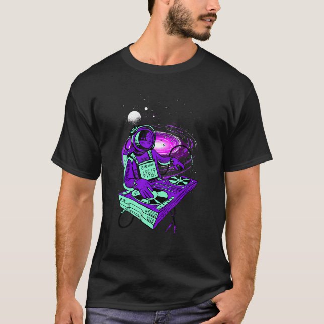 Camiseta Astronauta Música Psicodélica Dj Mixer Psitrance T (Anverso)