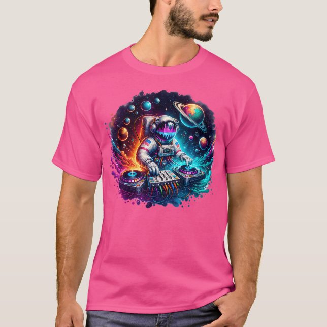 Camiseta Astronauta Música Psicodélica Dj Psitrance Techno  (Anverso)