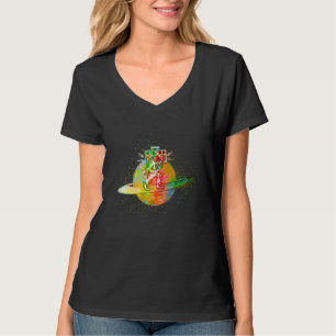 Camiseta Astronauta musical de Saturno de pintura colorida