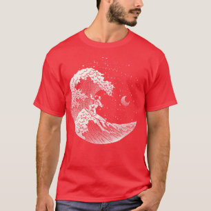Camiseta Astronauta navegando en Kanagawa Wave de Tobe Fons