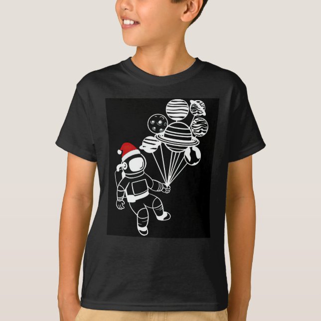 Camiseta Astronauta navidad, divertidos planetas burbuja (Anverso)