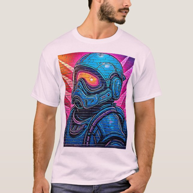 Camiseta Astronauta Neon Cyberpunk (Anverso)