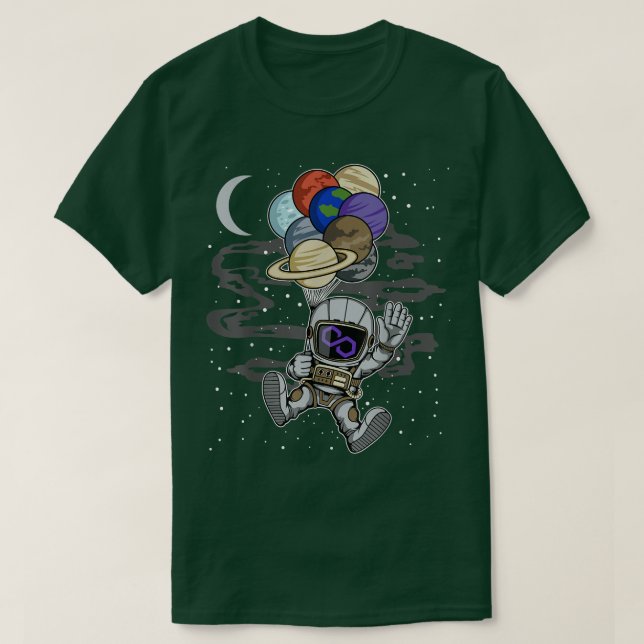 Camiseta Astronauta Ondeando Moneda Mática De Polígono A La (Diseño del anverso)