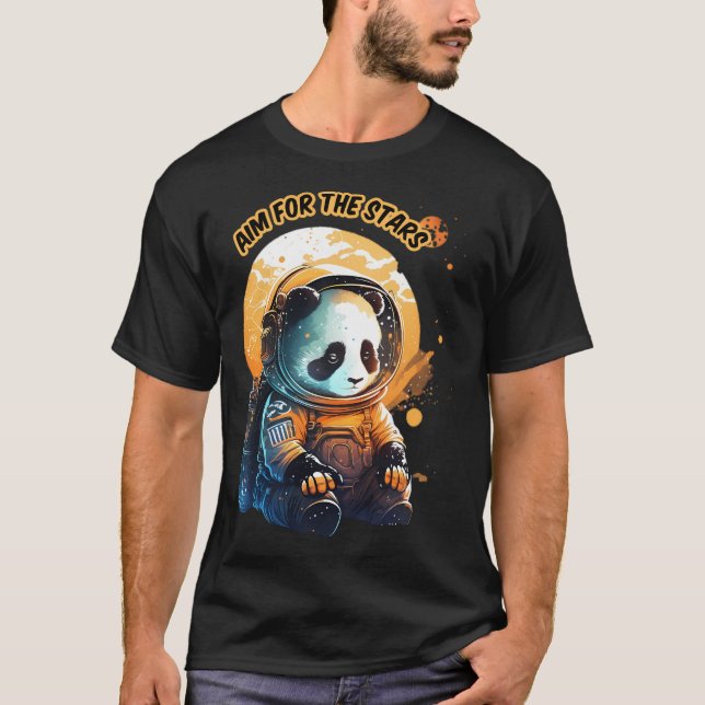 Camiseta Astronauta Panda Apunta A Las Estrellas (Anverso)