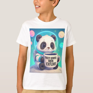 Camiseta Astronauta Panda Espacial de Pastel con Café