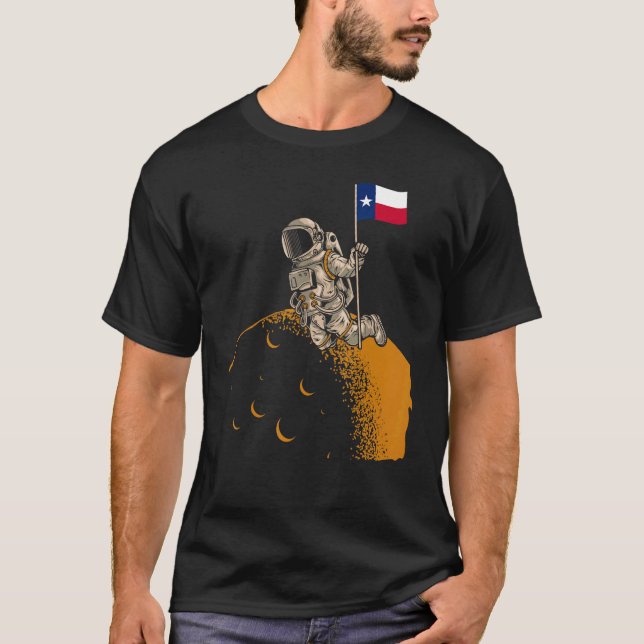 Camiseta Astronauta patriota lanzando luna, bandera de Texa (Anverso)
