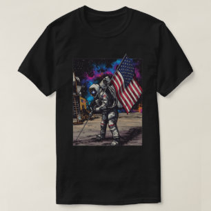 Camiseta Astronauta Patriótico Con Bandera Americana