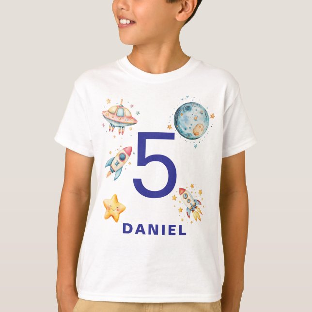 Camiseta Astronauta personalizado con tema espacial Cumplea (Anverso)