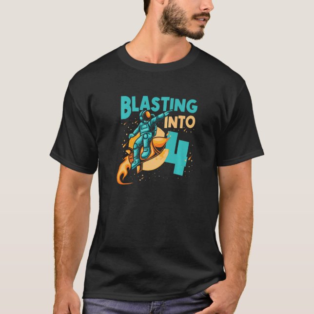 Camiseta Astronauta Planeta Spaceship feliz cuarto cumpleañ (Anverso)