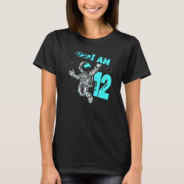 Camiseta Astronauta Planeta Spaceship feliz duodécimo cumpl (Anverso)