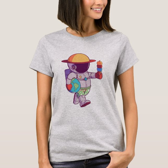 Camiseta Astronauta, Planetas Divertidos Espacio Exterior (Anverso)