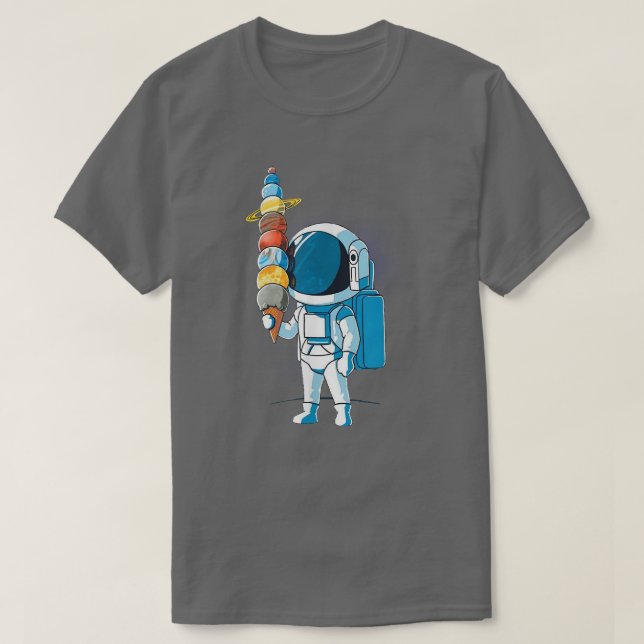 Camiseta Astronauta por helado en el espacio sosteniendo la (Diseño del anverso)