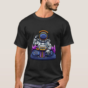 Camiseta Astronauta Psicodélico Dj En El Festival De Música