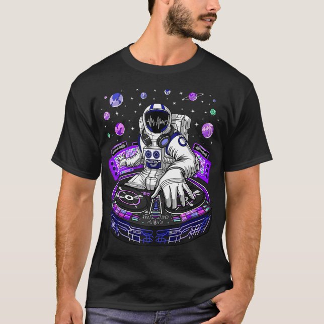 Camiseta Astronauta Psicodélico DJ Psitrance Techno ED (Anverso)
