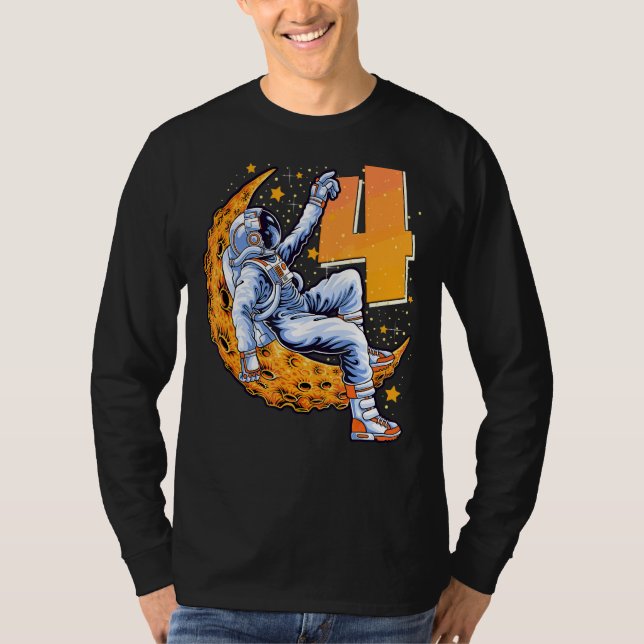 Camiseta Astronauta relajado cuarto Chica de cumpleaños 4 a (Anverso)