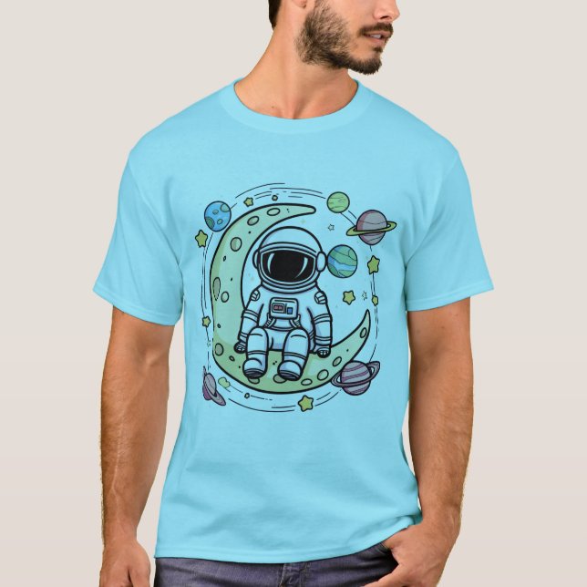 Camiseta astronauta: Relajándose en la luna (Anverso)