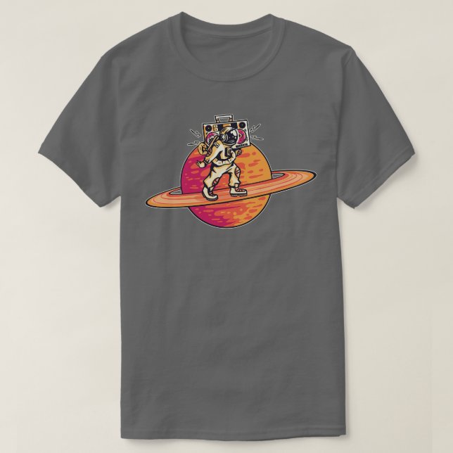 Camiseta Astronauta Retro Funky con una Boombox (Diseño del anverso)