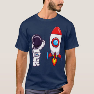 Camiseta Astronauta saludando mano a Personalizado de cohet