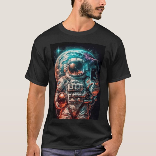 Camiseta Astronauta se toma un selfie (Anverso)
