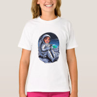Astronauta sentado en la luna girando por teléfono