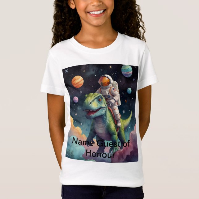 Camiseta Astronauta sobre Dino en el espacio (Anverso)