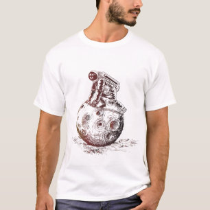 Camiseta astronauta sobre un ilustracion lunar
