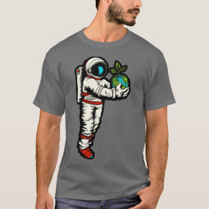 Camiseta Astronauta sostiene arte de la Tierra 1
