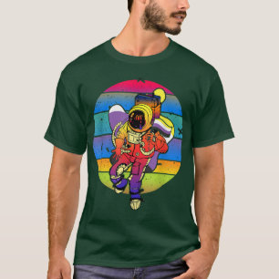 Camiseta Astronauta sostiene bandera LGBT no binaria Orgull