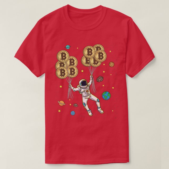 Camiseta Astronauta sostiene criptografía de los globos de  (Diseño del anverso)