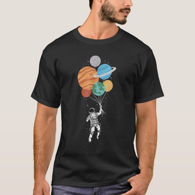Camiseta Astronauta sostiene el spa Planet Balloons Solar S (Anverso)