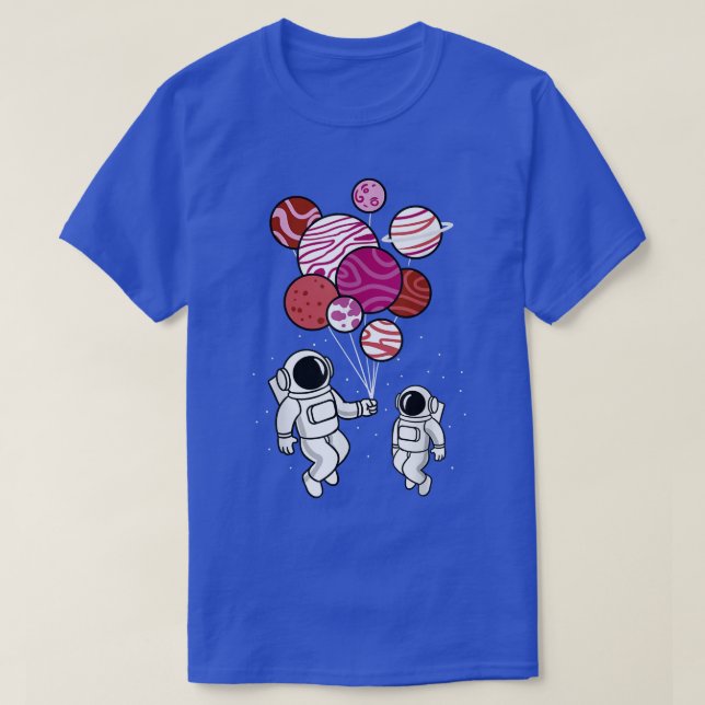 Camiseta Astronauta sostiene globos de planeta lésbico (Diseño del anverso)