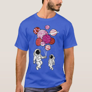 Camiseta Astronauta sostiene globos de planeta lésbico