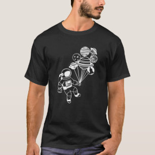 Camiseta Astronauta sostiene globos de sistemas solares en