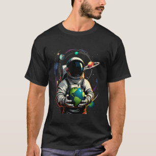 Camiseta Astronauta sostiene la ciencia planetaria espacial