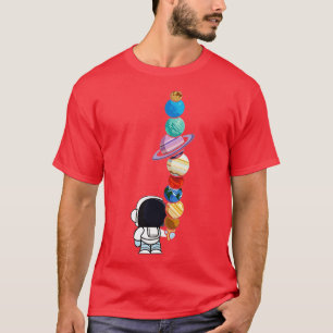 Camiseta Astronauta sostiene planetas niños de heladosNiñas
