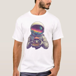 Camiseta astronauta sostiene un hongo