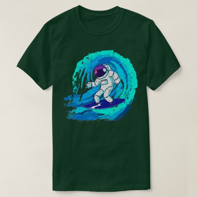 Camiseta Astronauta surfista de galaxia espacial divertida  (Diseño del anverso)