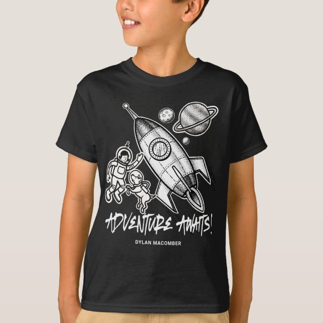 Camiseta Astronauta T- del cohete espacial blanco retro (Anverso)