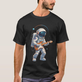Camiseta astronauta tocando guitarra