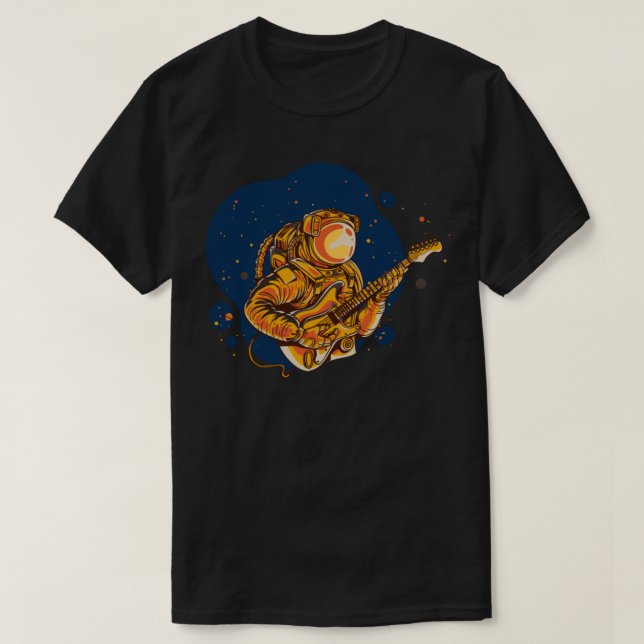 Camiseta Astronauta tocando guitarra en el espacio (Diseño del anverso)