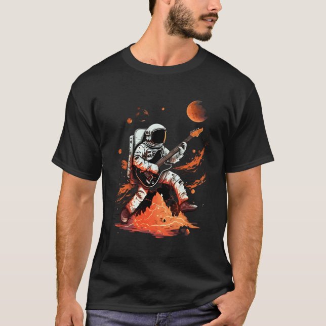 Camiseta Astronauta Tocando interferencia del espacio de gu (Anverso)