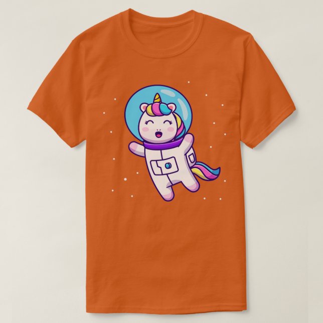 Camiseta Astronauta unicornio lindo flotando en Personaliza (Diseño del anverso)