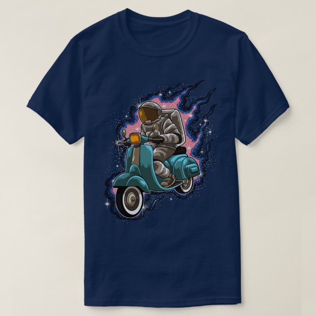 Camiseta Astronauta Viaja Por Una Calle Universo Scooter Ga (Diseño del anverso)