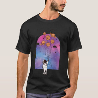 Camiseta Astronauta viajando con planetas