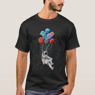 Camiseta Astronauta volando con globos planetarios flotando